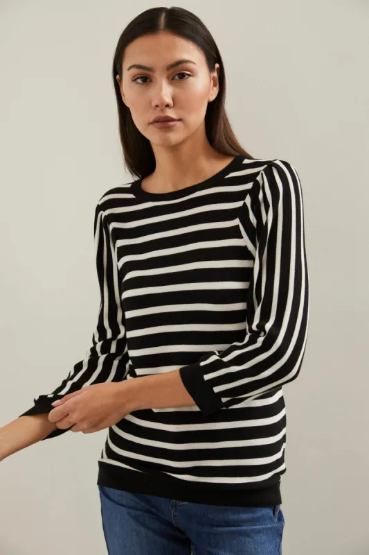 Balloon sleeve striped sweater sold by Tristan Style