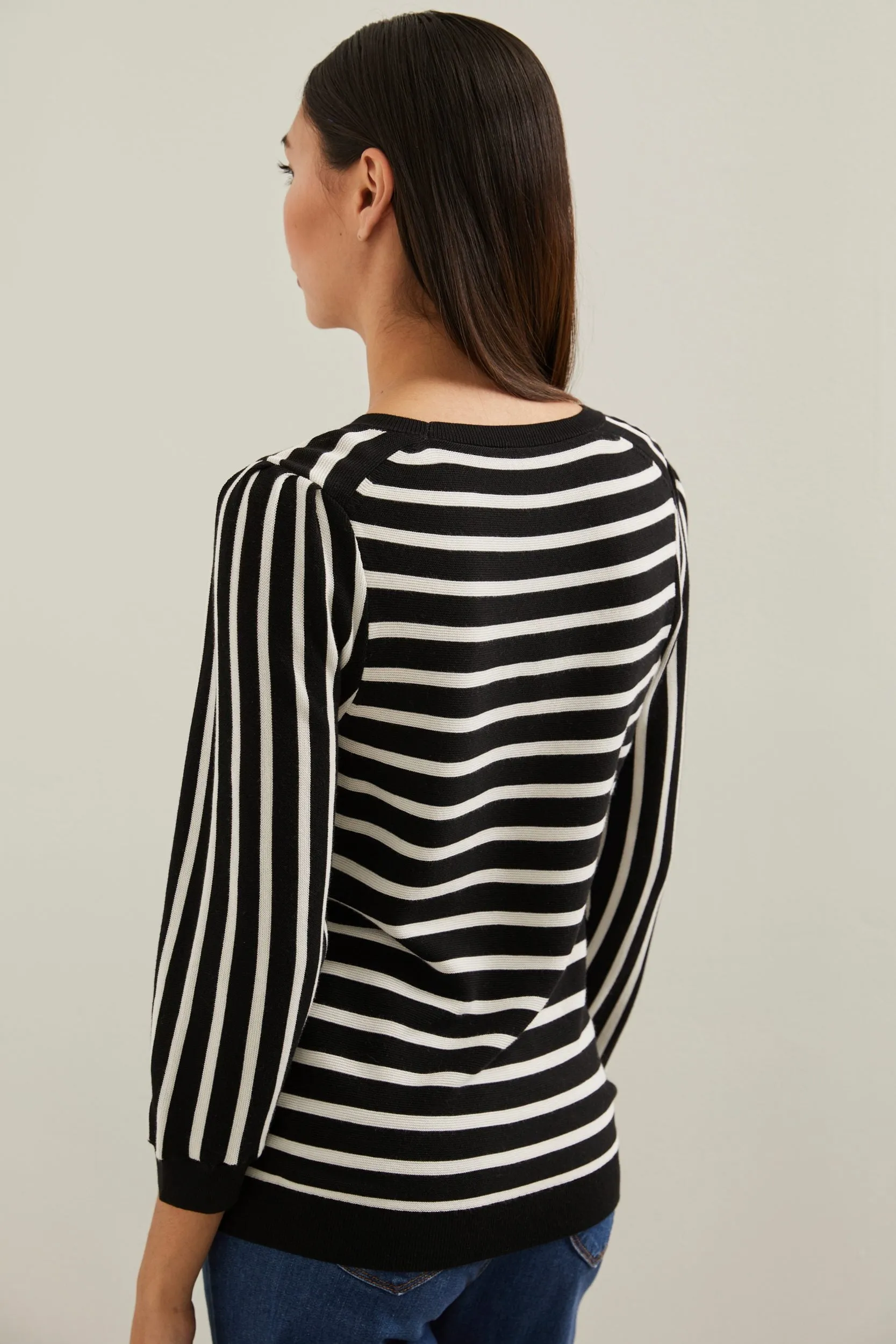 Balloon sleeve striped sweater sold by Tristan Style product image thumbnail 2