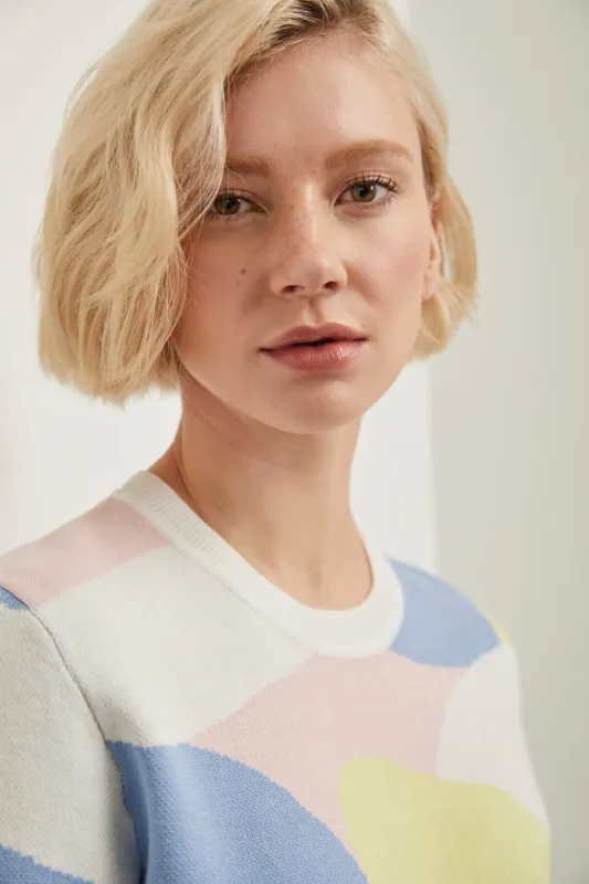 Abstract jacquard sweater sold by Tristan Style