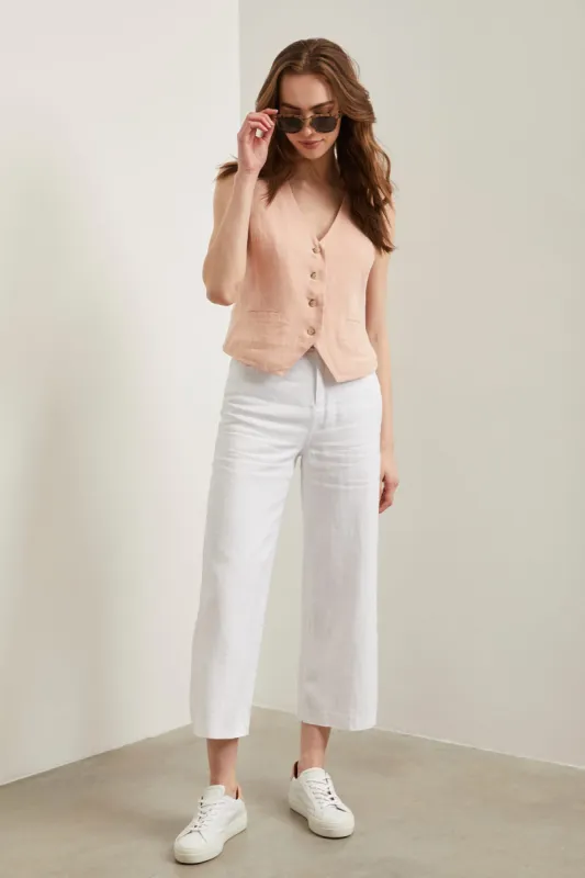 Wide leg crop high waist linen pant sold by Tristan Style