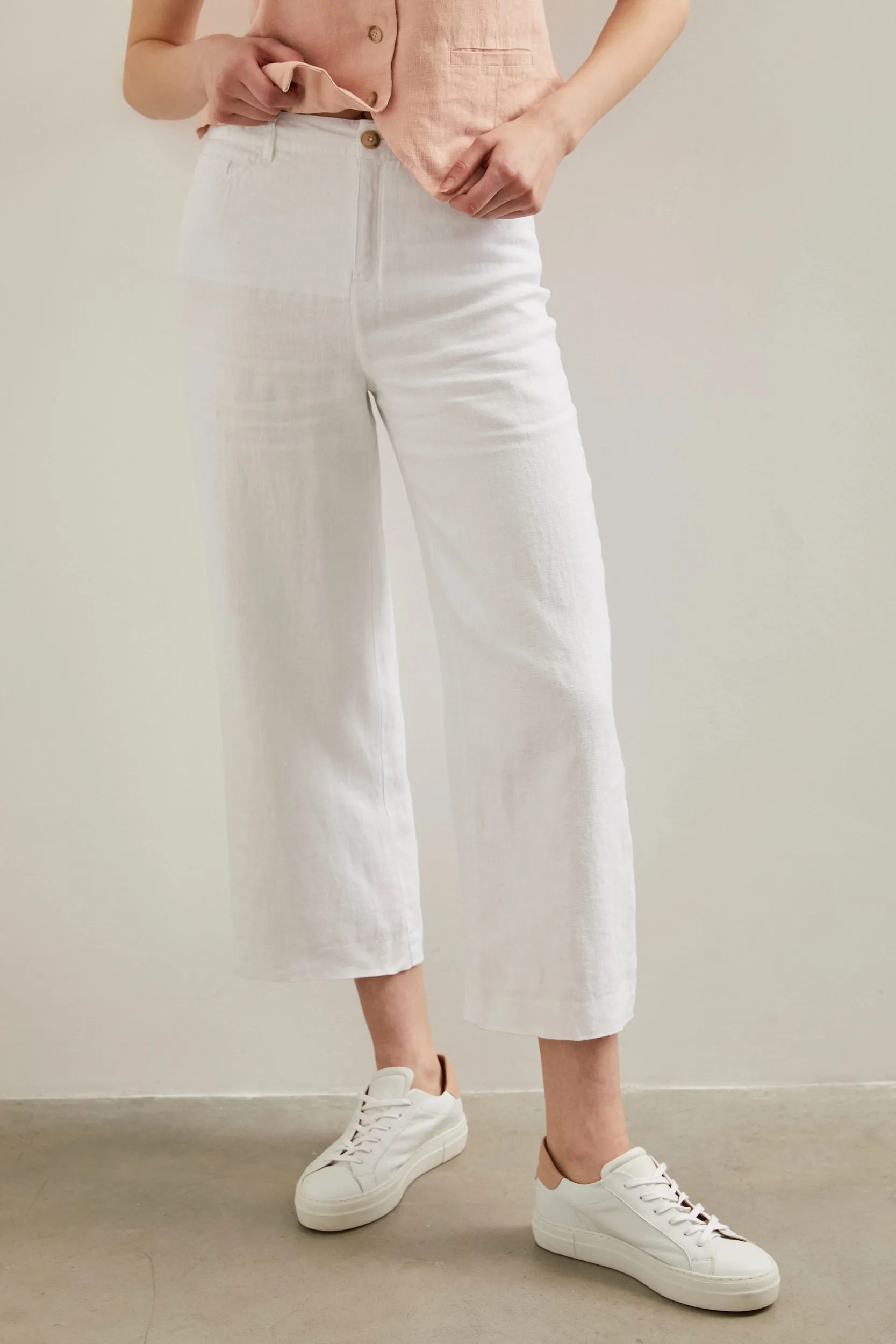 Wide leg crop high waist linen pant sold by Tristan Style product image thumbnail 2