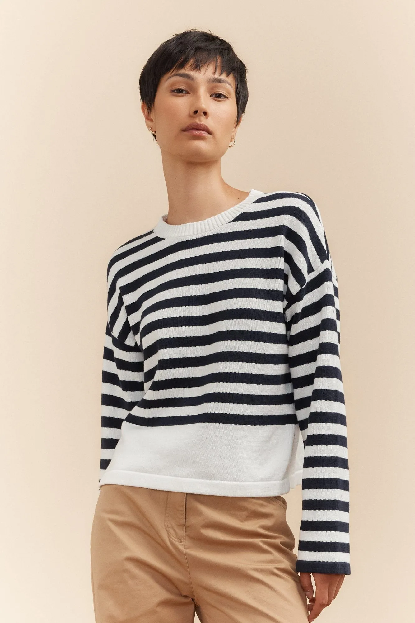 Oversized striped sweater sold by Tristan Style