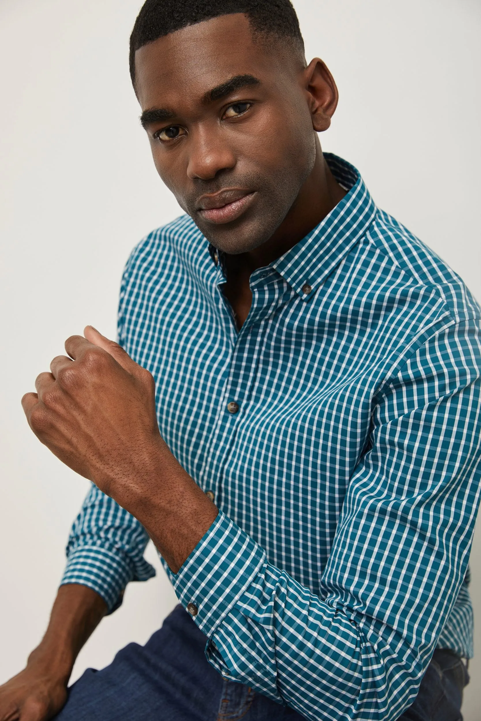 Semi-fitted plaid shirt sold by Tristan Style product image thumbnail 5