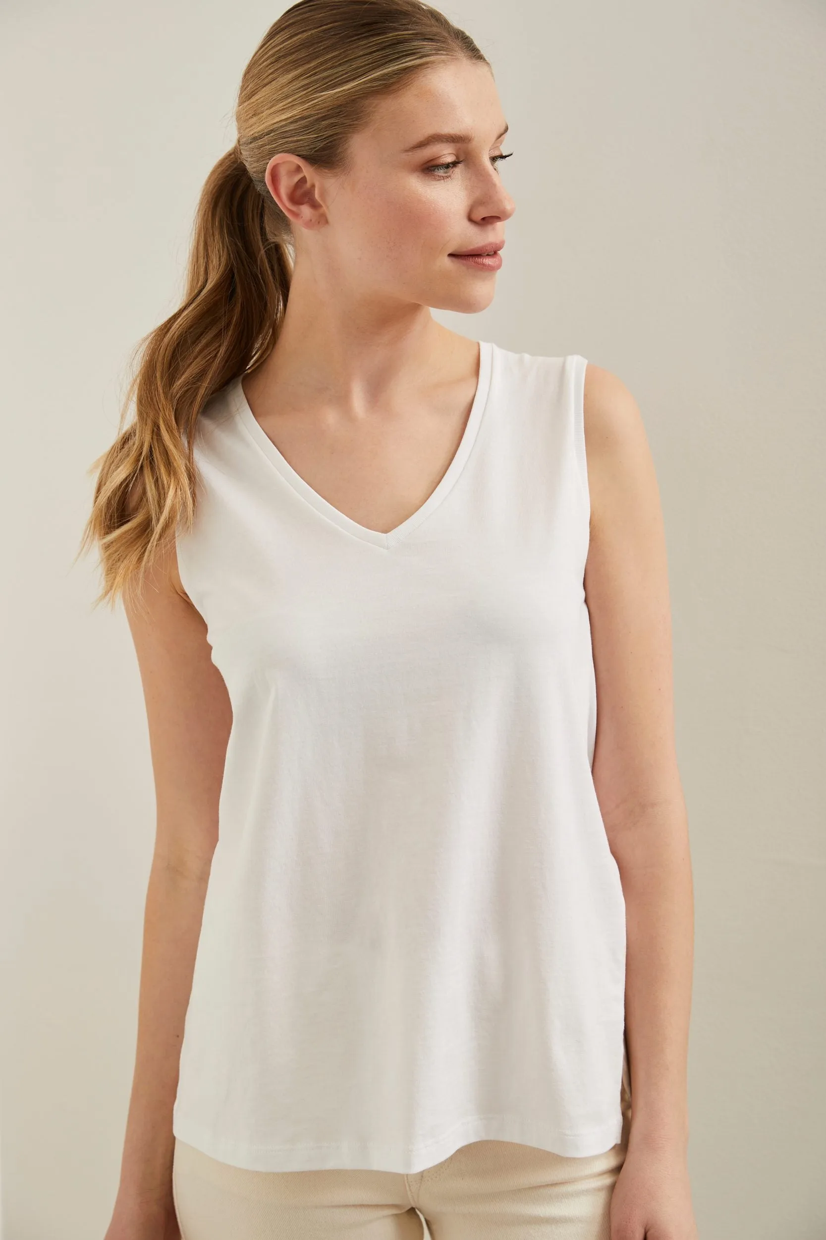 Pima cotton sleeveless top sold by Tristan Style