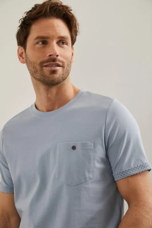 T-shirt with printed cuffs sold by Tristan Style