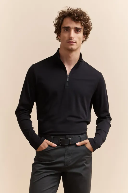 Pima cotton half zip t-shirt sold by Tristan Style