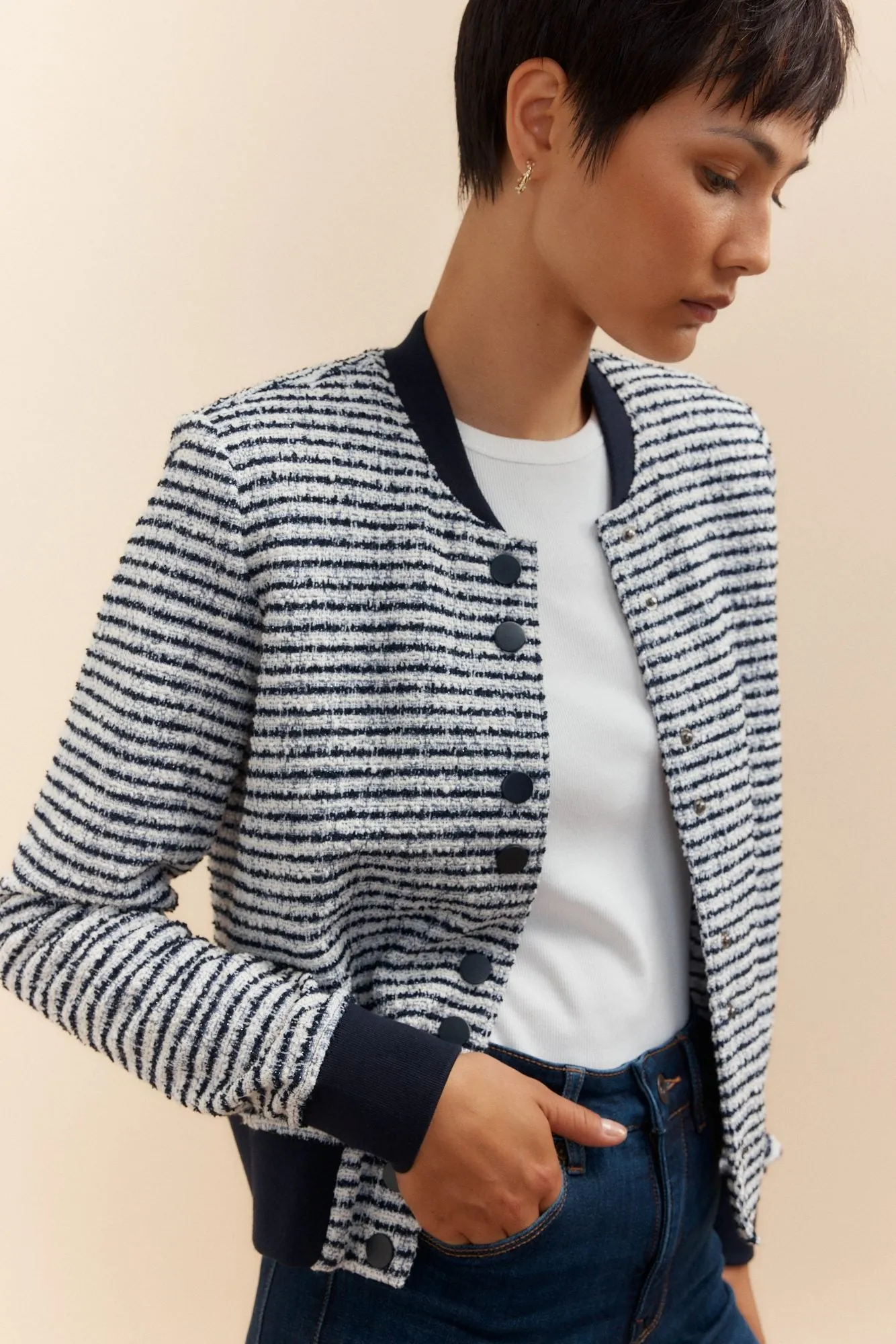 Striped bomber jacket sold by Tristan Style product image thumbnail 5