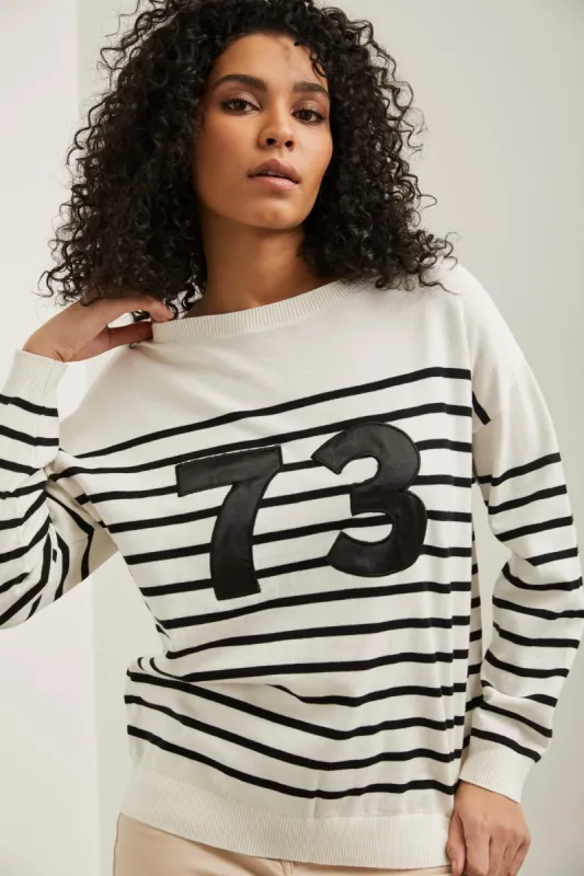 Striped cotton sweater sold by Tristan Style