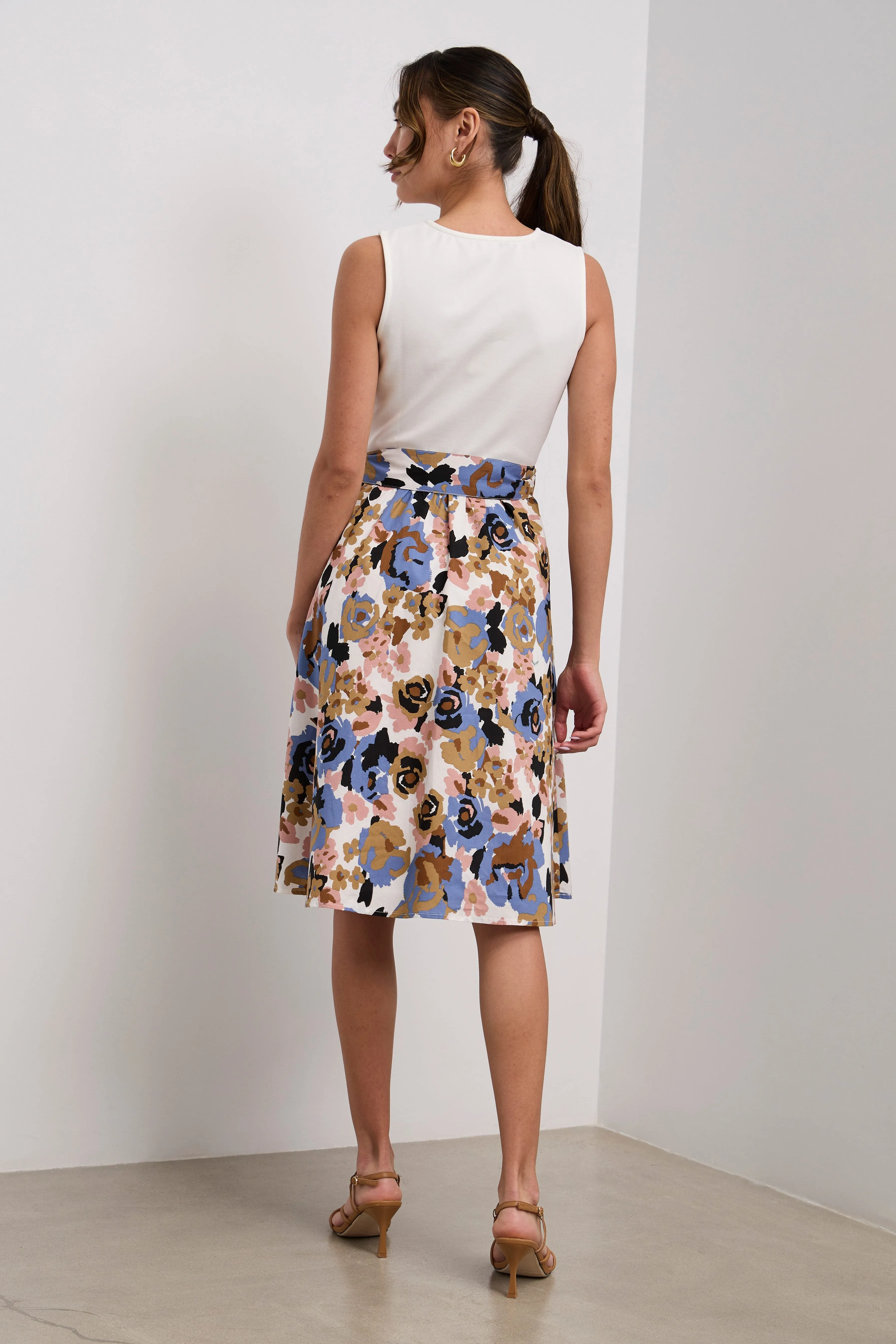 Midi printed poplin and jersey dress sold by Tristan Style product image thumbnail 2