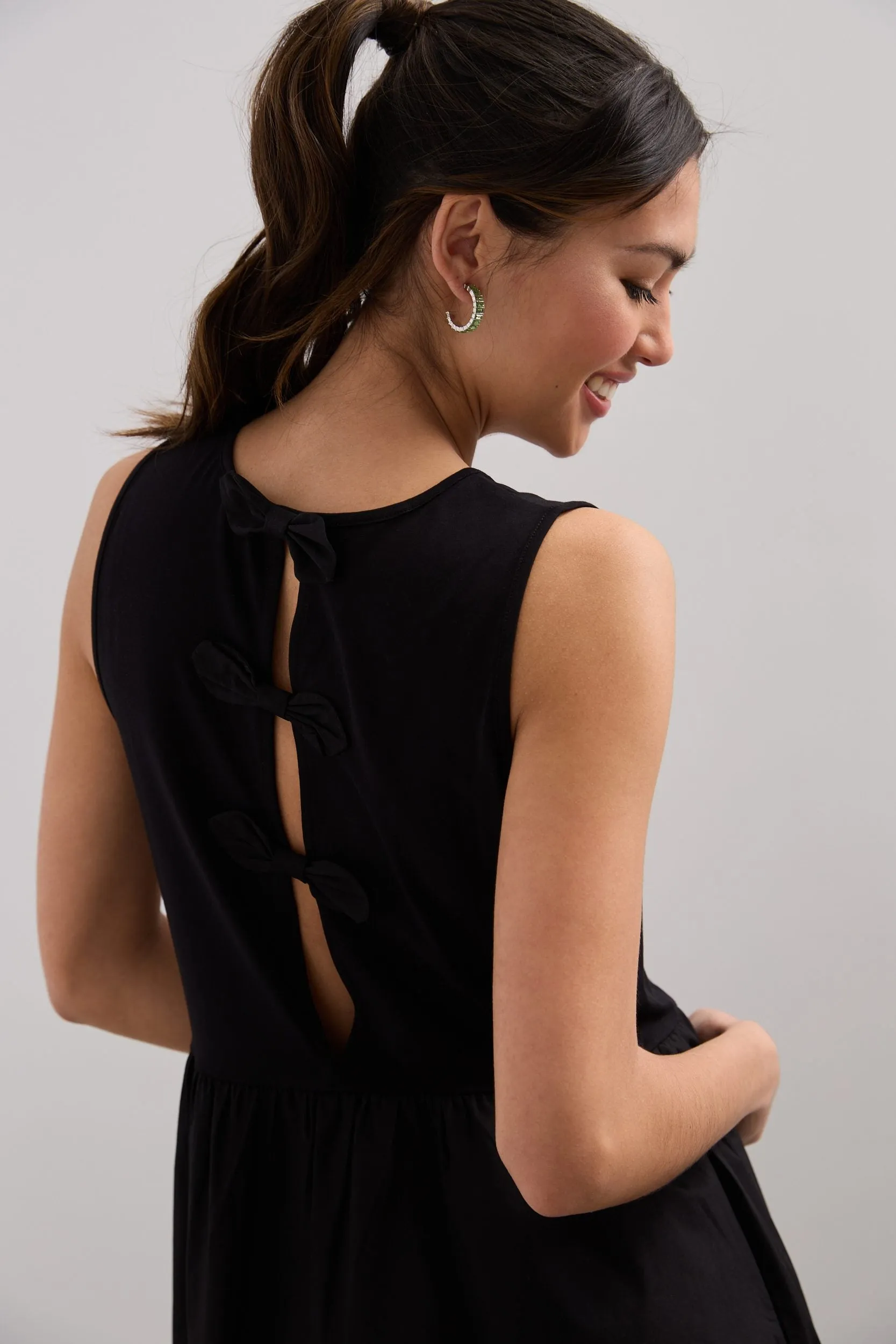 Jersey and poplin dress with bow details sold by Tristan Style product image thumbnail 5