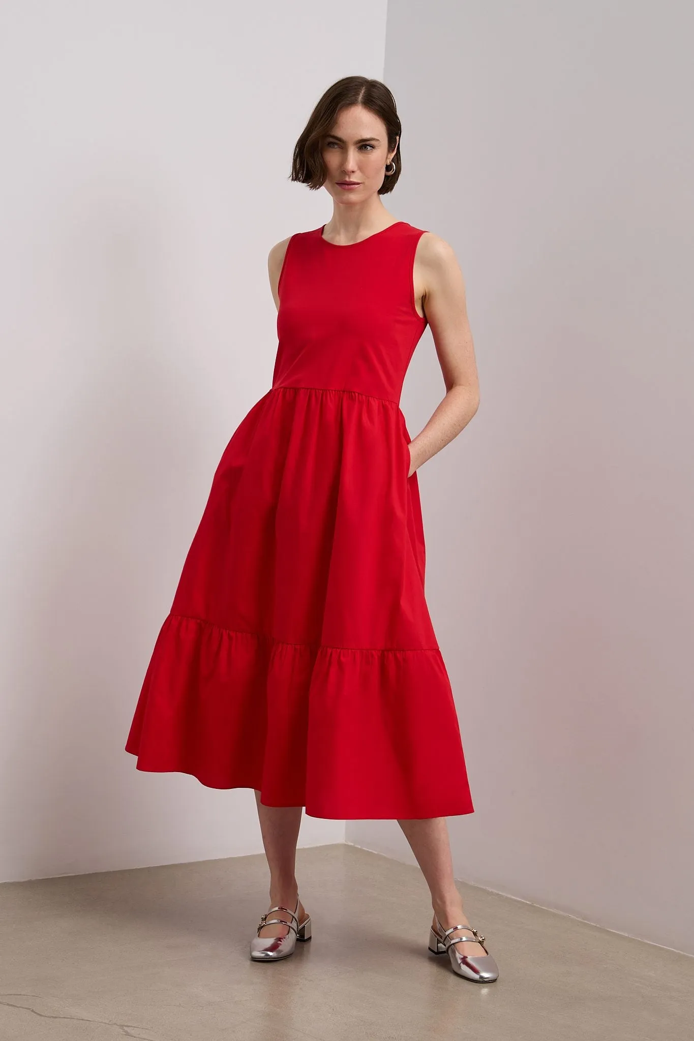 Jersey and poplin dress with bow details sold by Tristan Style