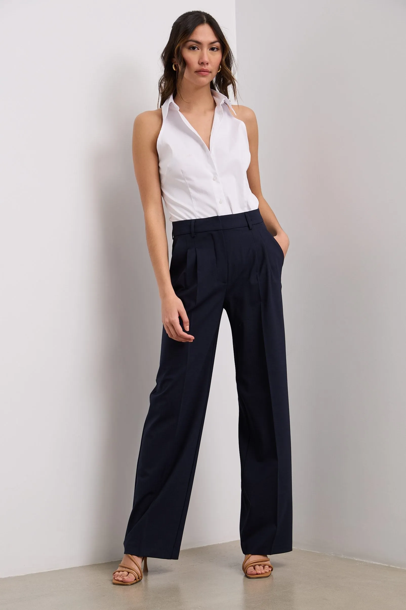 Wide leg pants with pleats sold by Tristan Style