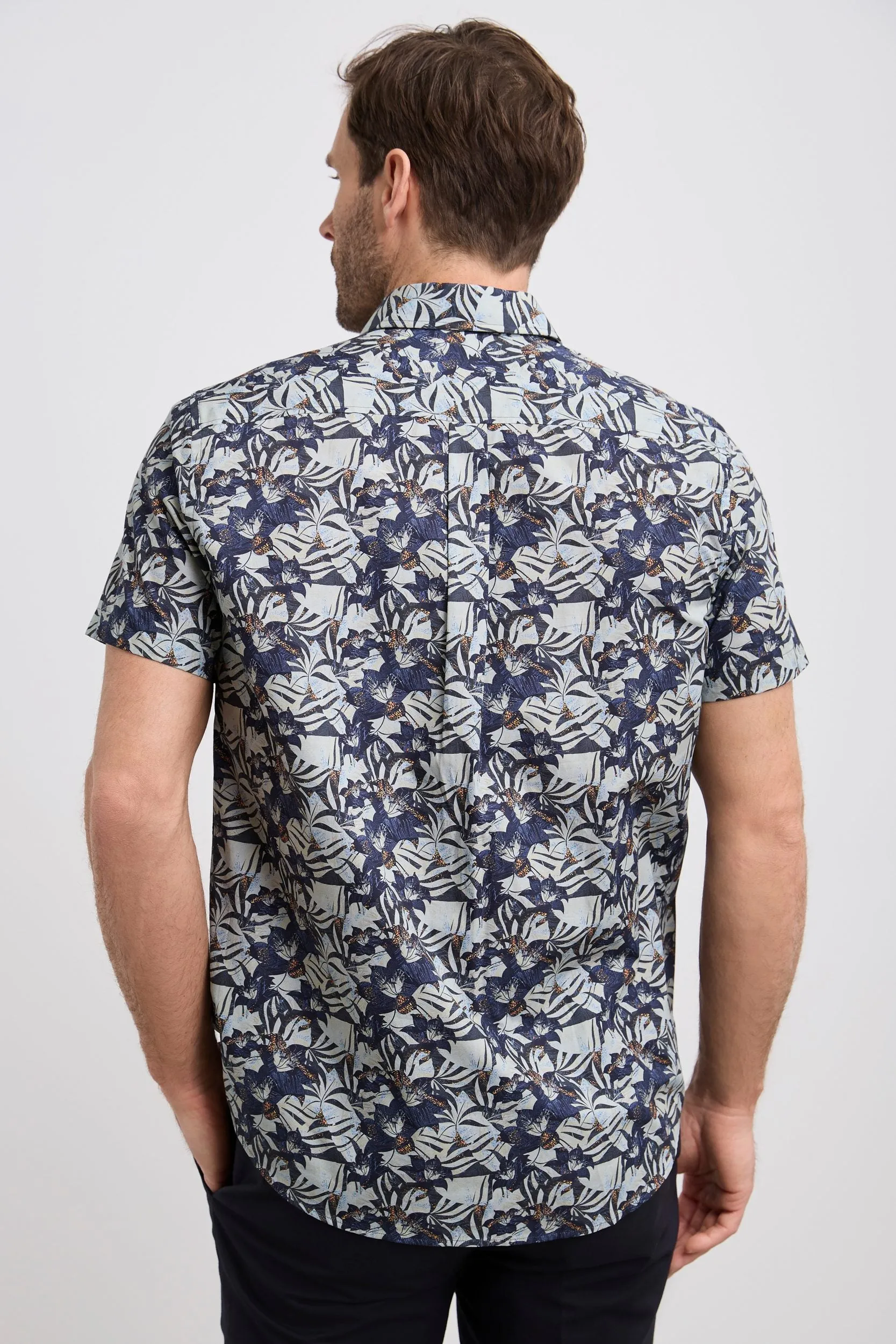 Printed poplin semi-fitted shirt sold by Tristan Style product image thumbnail 4