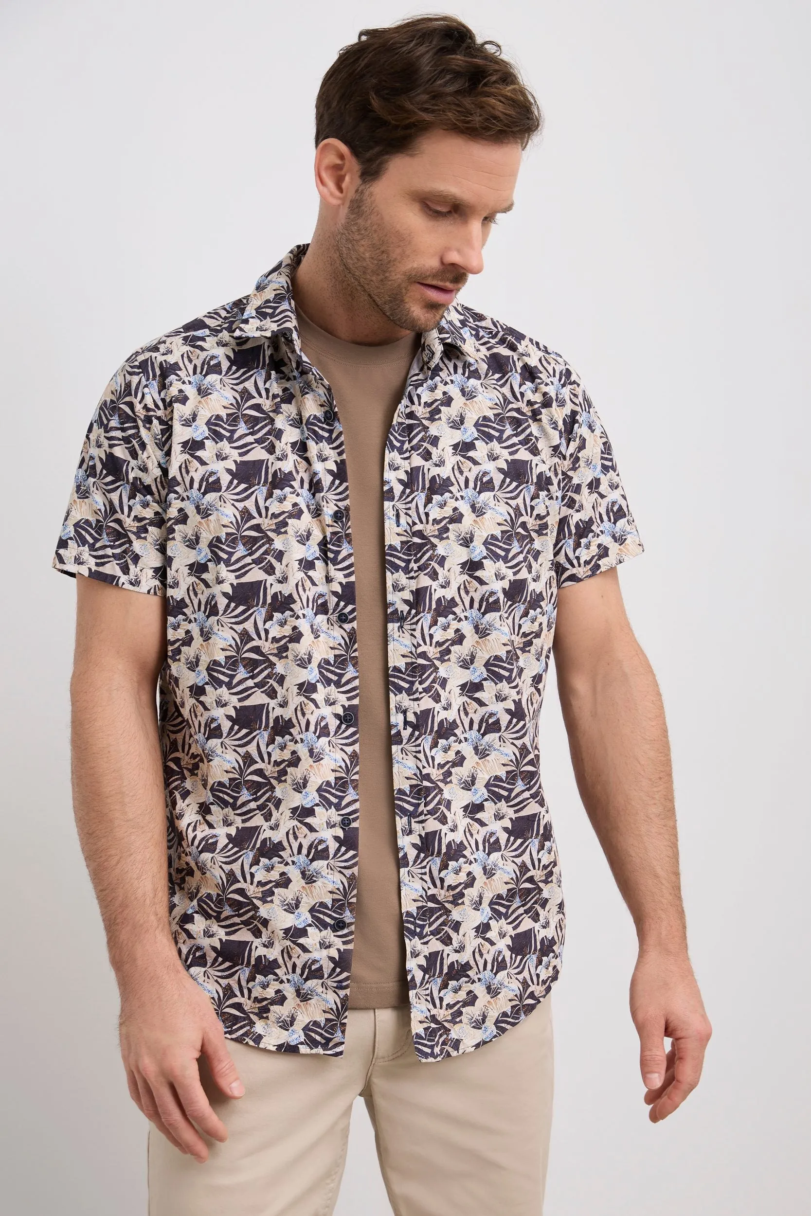 Printed poplin semi-fitted shirt sold by Tristan Style product image thumbnail 2