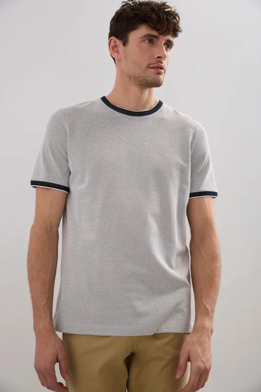 Jacquard T-shirt with ribbed knit details sold by Tristan Style