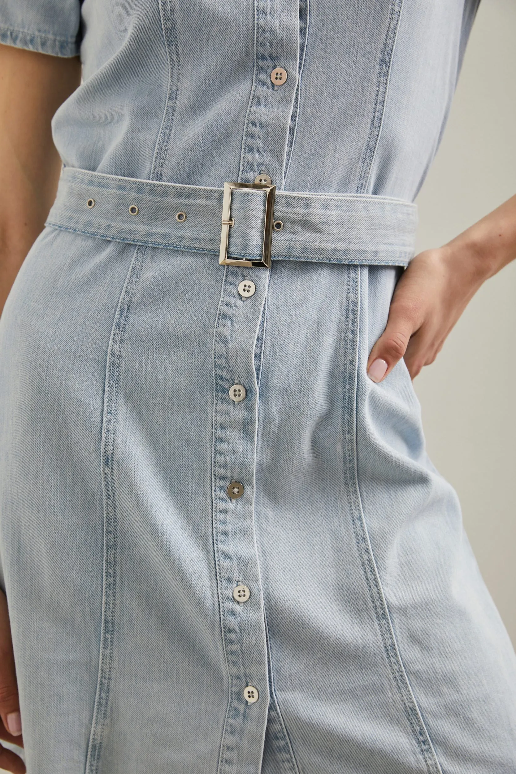 Tencel shirt dress with belt sold by Tristan Style product image thumbnail 3