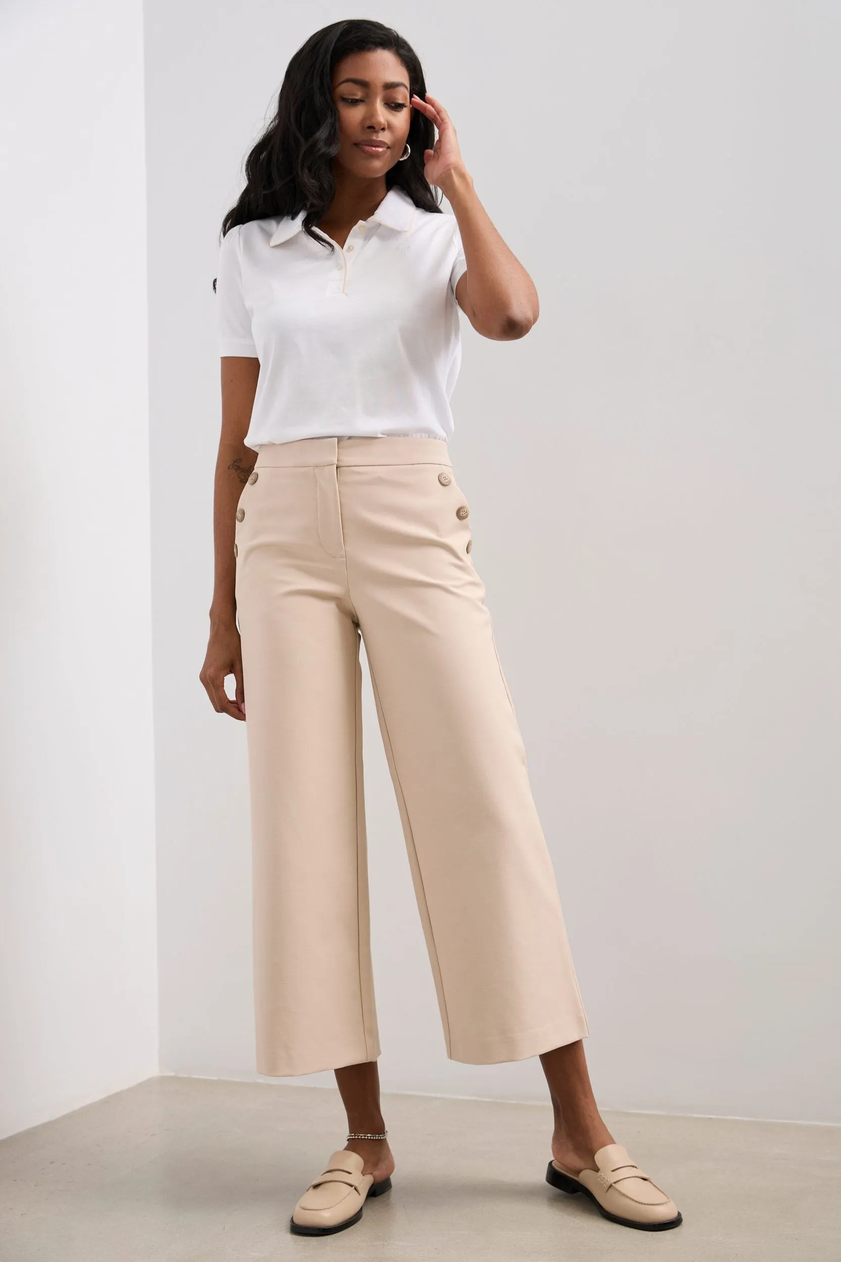 High-waisted cropped pants sold by Tristan Style