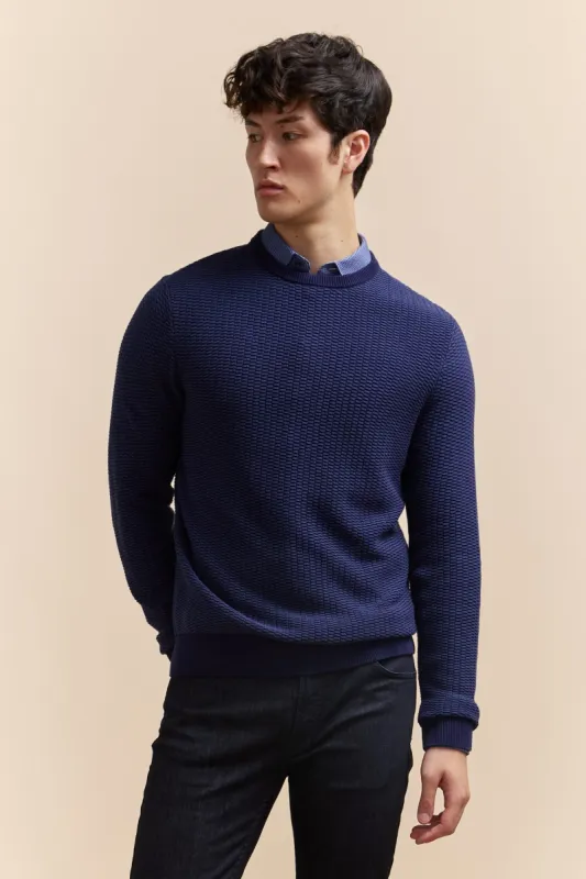 Two Tone Textured Crew Neck Sweater sold by Tristan Style