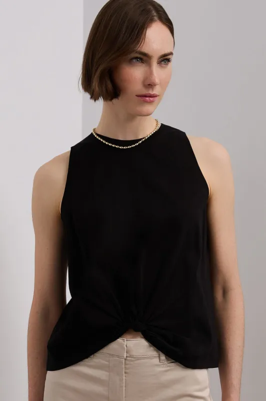 Sleeveless jersey top with twisted straps sold by Tristan Style