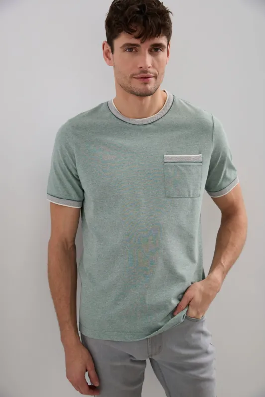 Piqué knit t-shirt with ribbed details sold by Tristan Style