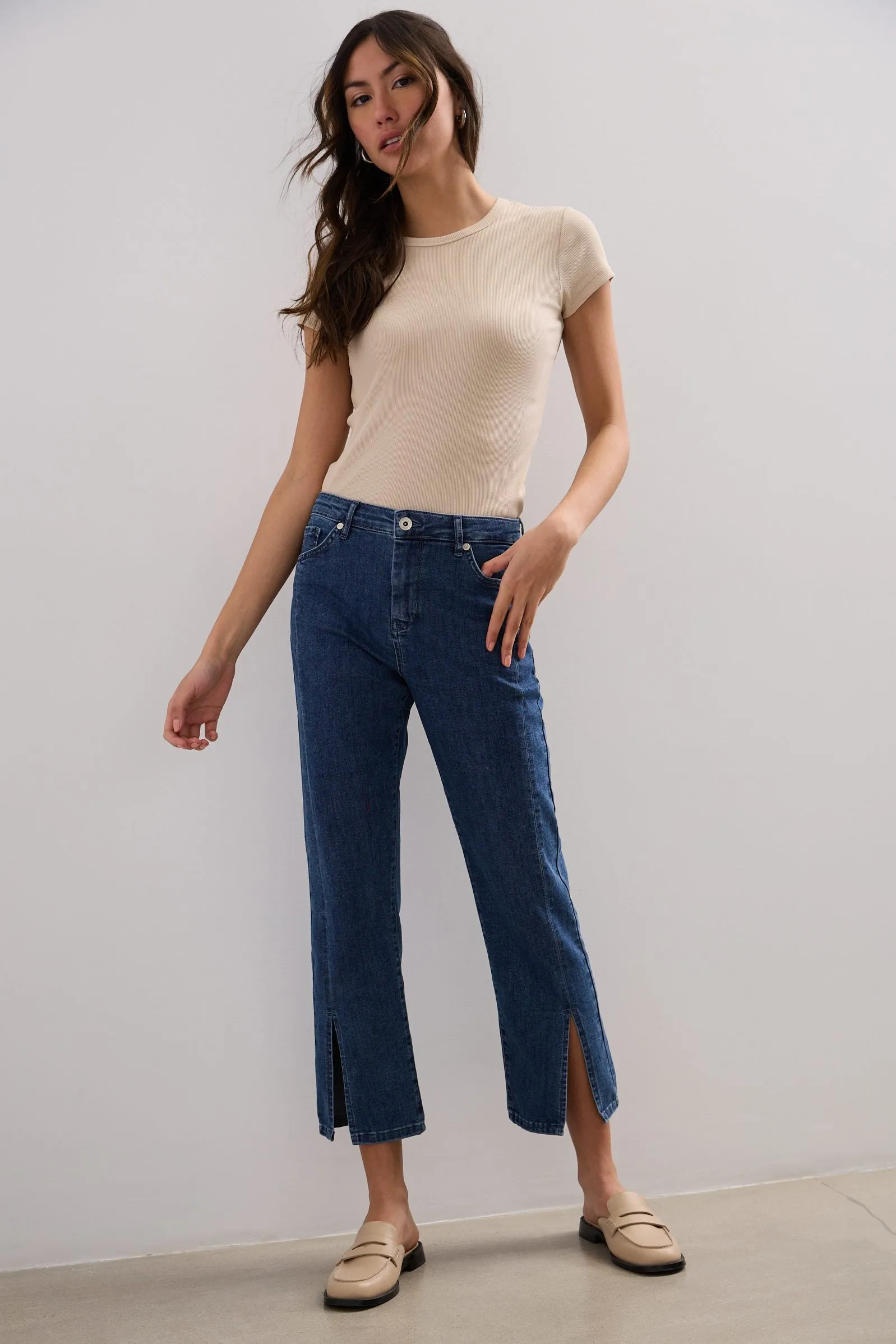 Vogue cropped jeans with slit sold by Tristan Style