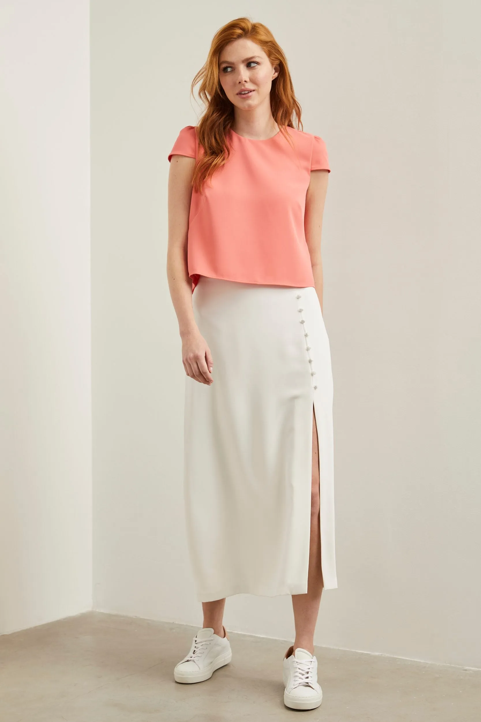 Long flared skirt with front slit sold by Tristan Style product image thumbnail 2