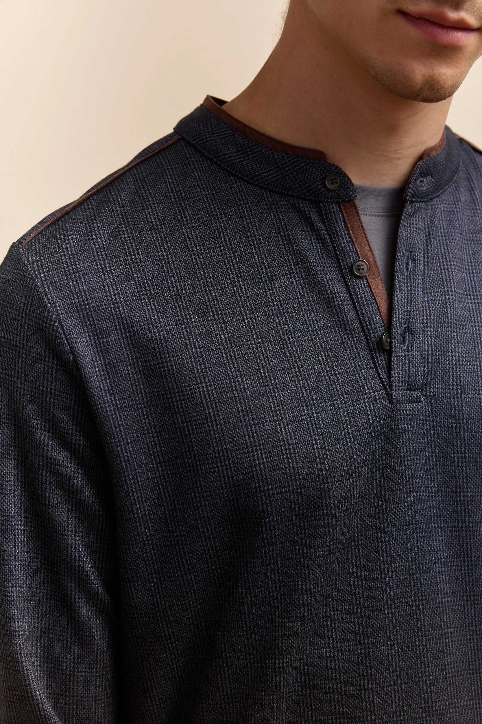 Houndstooth henley t-shirt sold by Tristan Style product image thumbnail 4