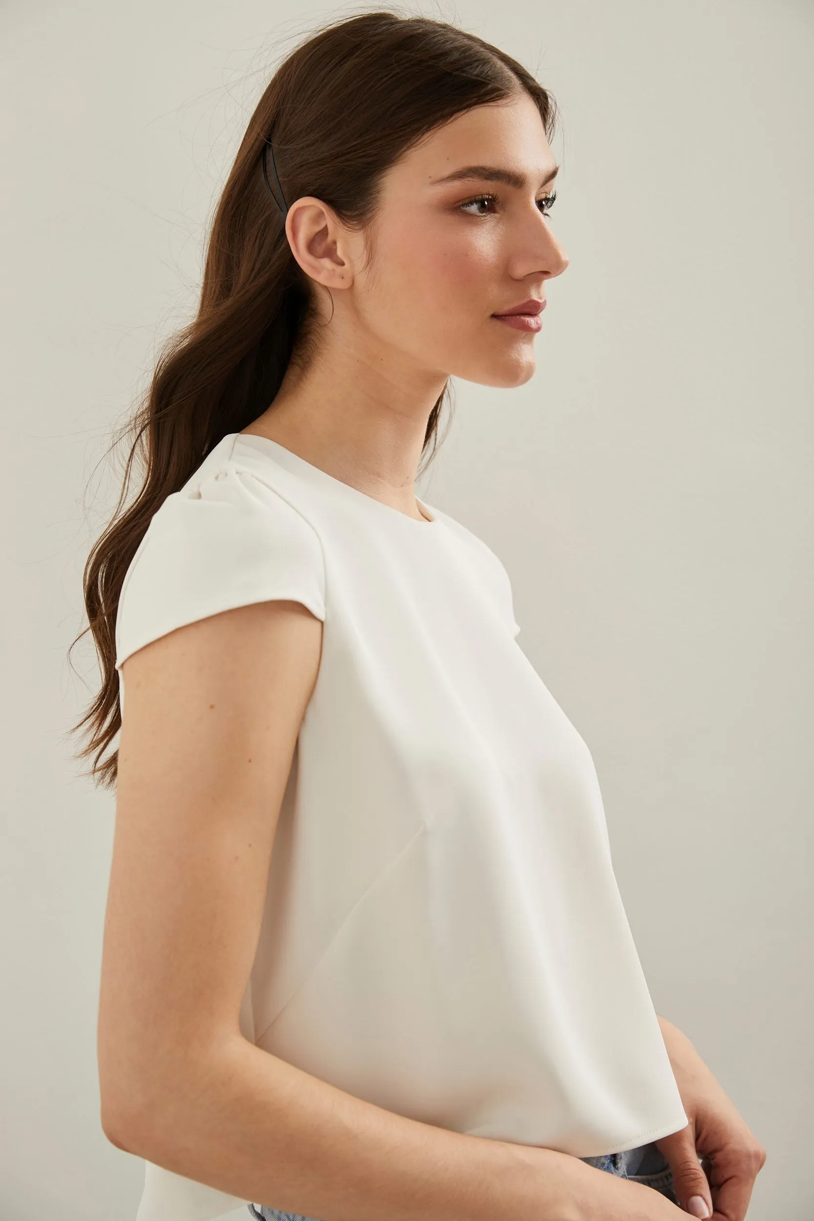 Cropped top with cap sleeves sold by Tristan Style product image thumbnail 3