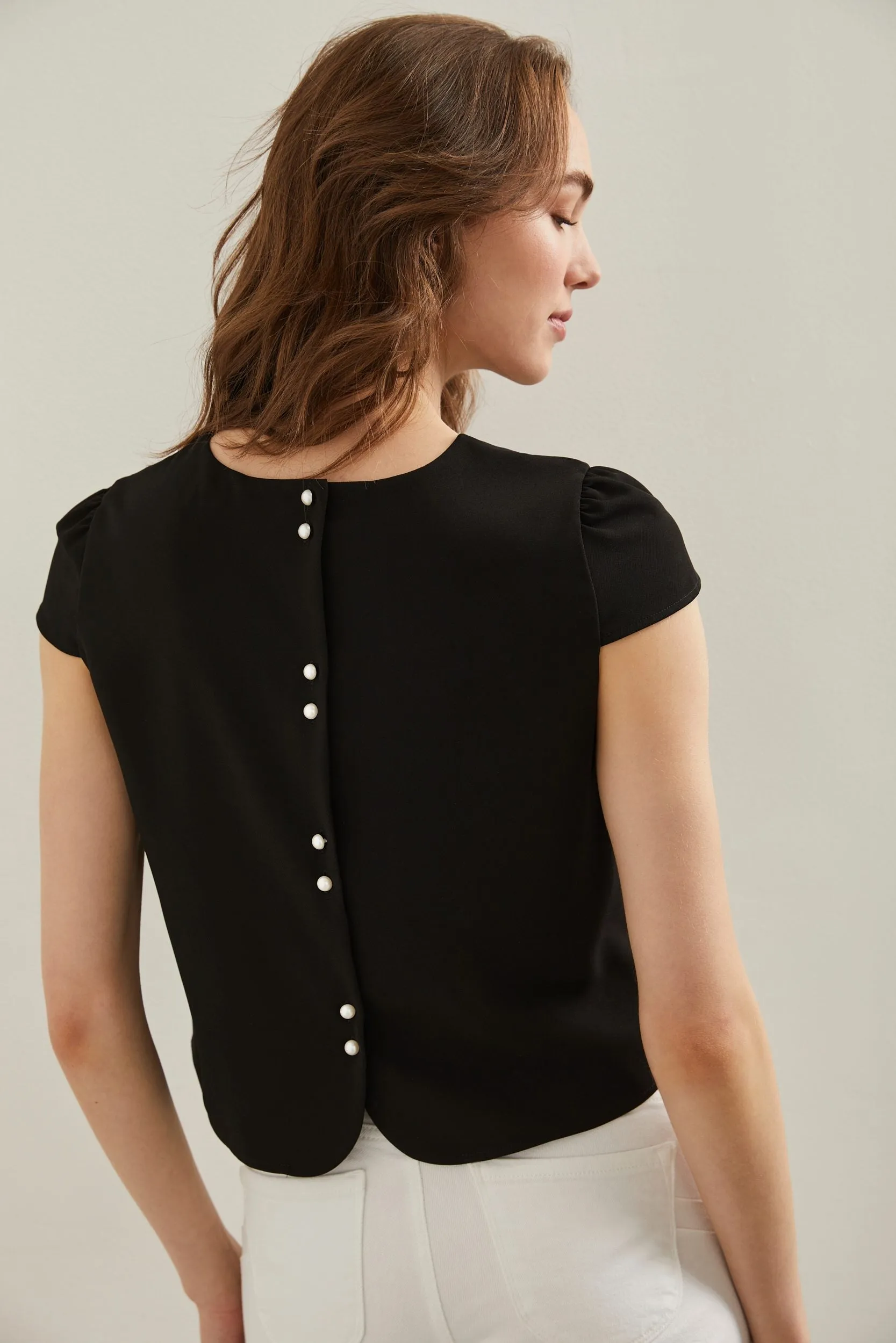 Cropped top with cap sleeves sold by Tristan Style product image thumbnail 5