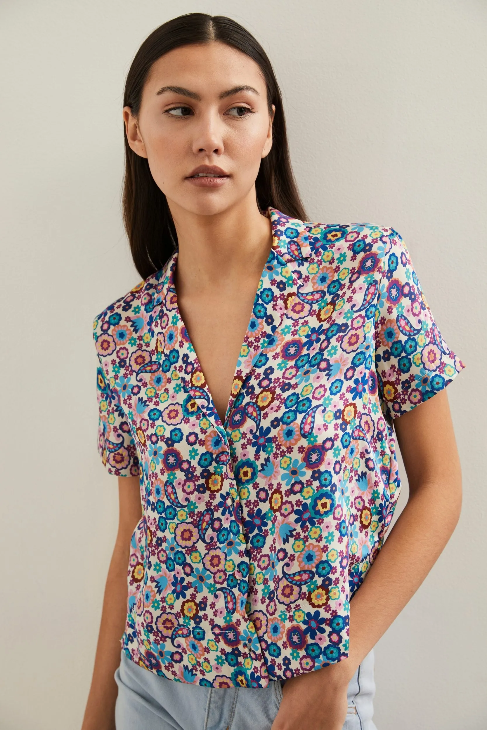 Blouse with short puffy sleeves sold by Tristan Style