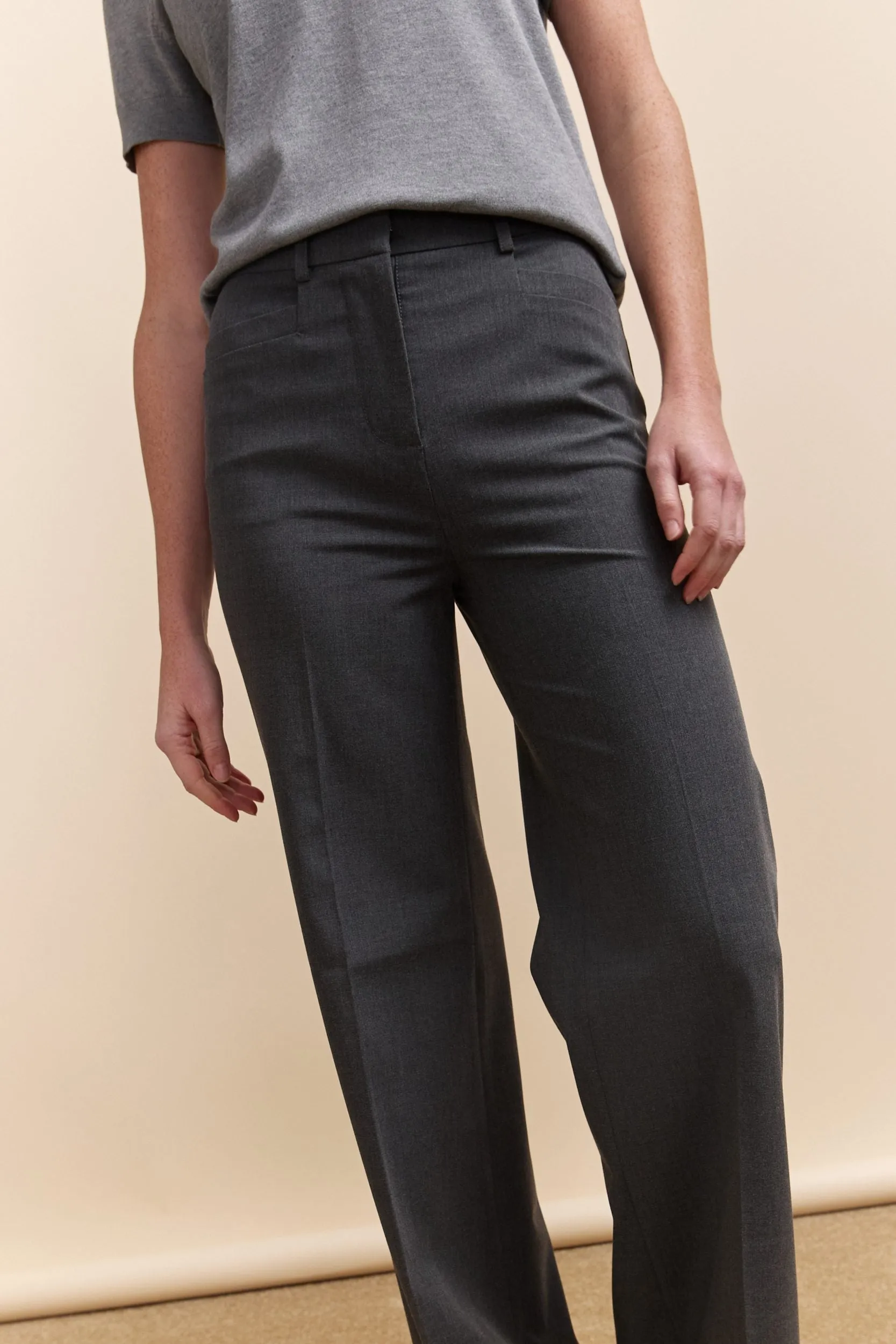 High waist straight pant with elastic waist sold by Tristan Style product image thumbnail 3