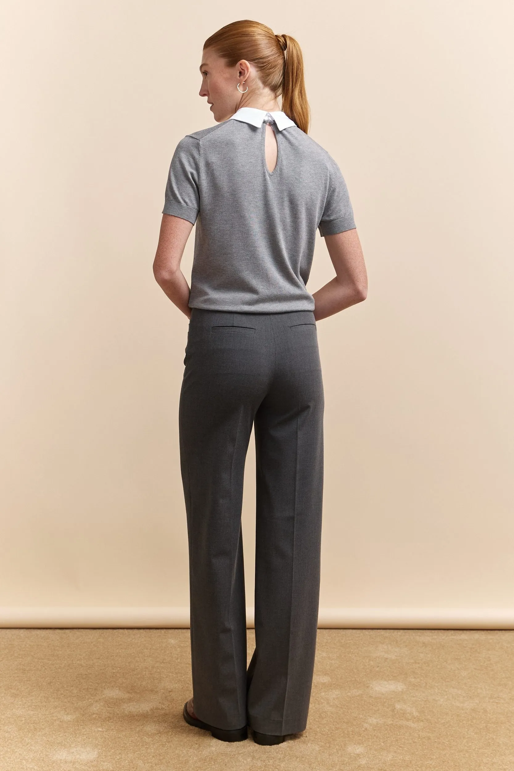 High waist straight pant with elastic waist sold by Tristan Style product image thumbnail 2