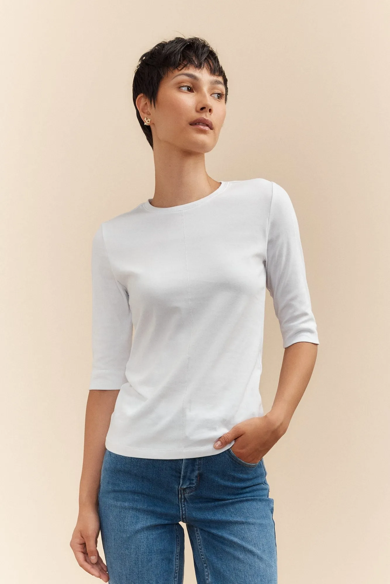 Crew neck short sleeve t-shirt sold by Tristan Style product image thumbnail 2