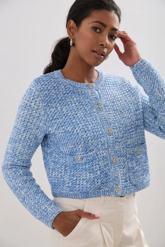 Jewel buttons textured cardigan sold by Tristan Style