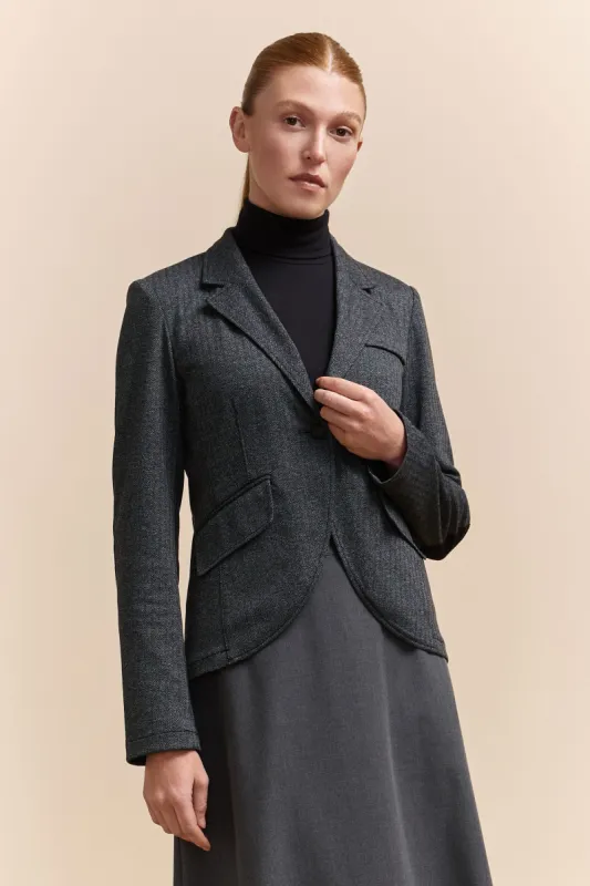 Stretch Fitted blazer with elbow patch sold by Tristan Style