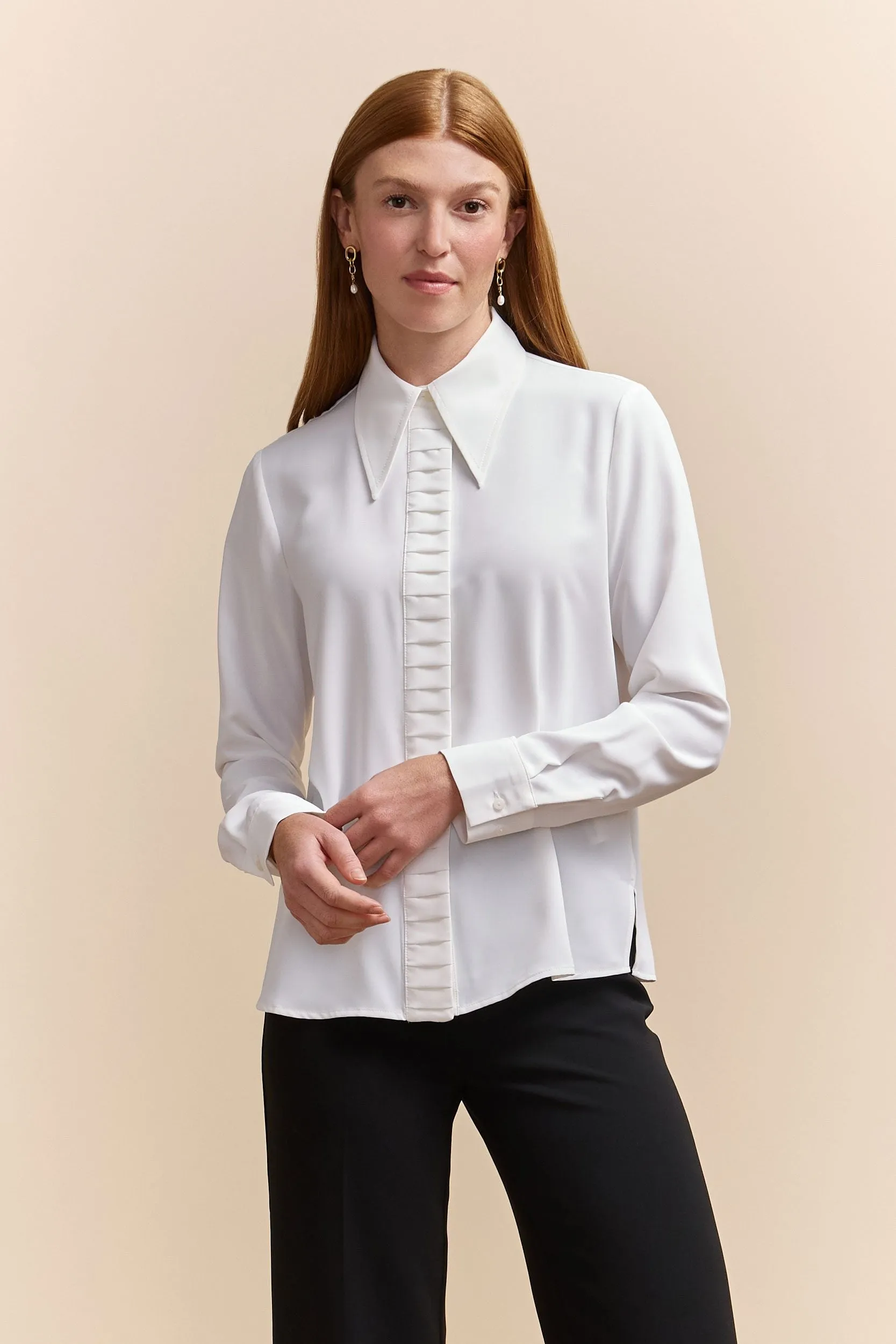 Regular shirt with pintucks detail sold by Tristan Style