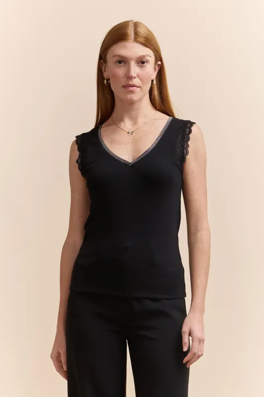 Sleeveless top with lace insert sold by Tristan Style