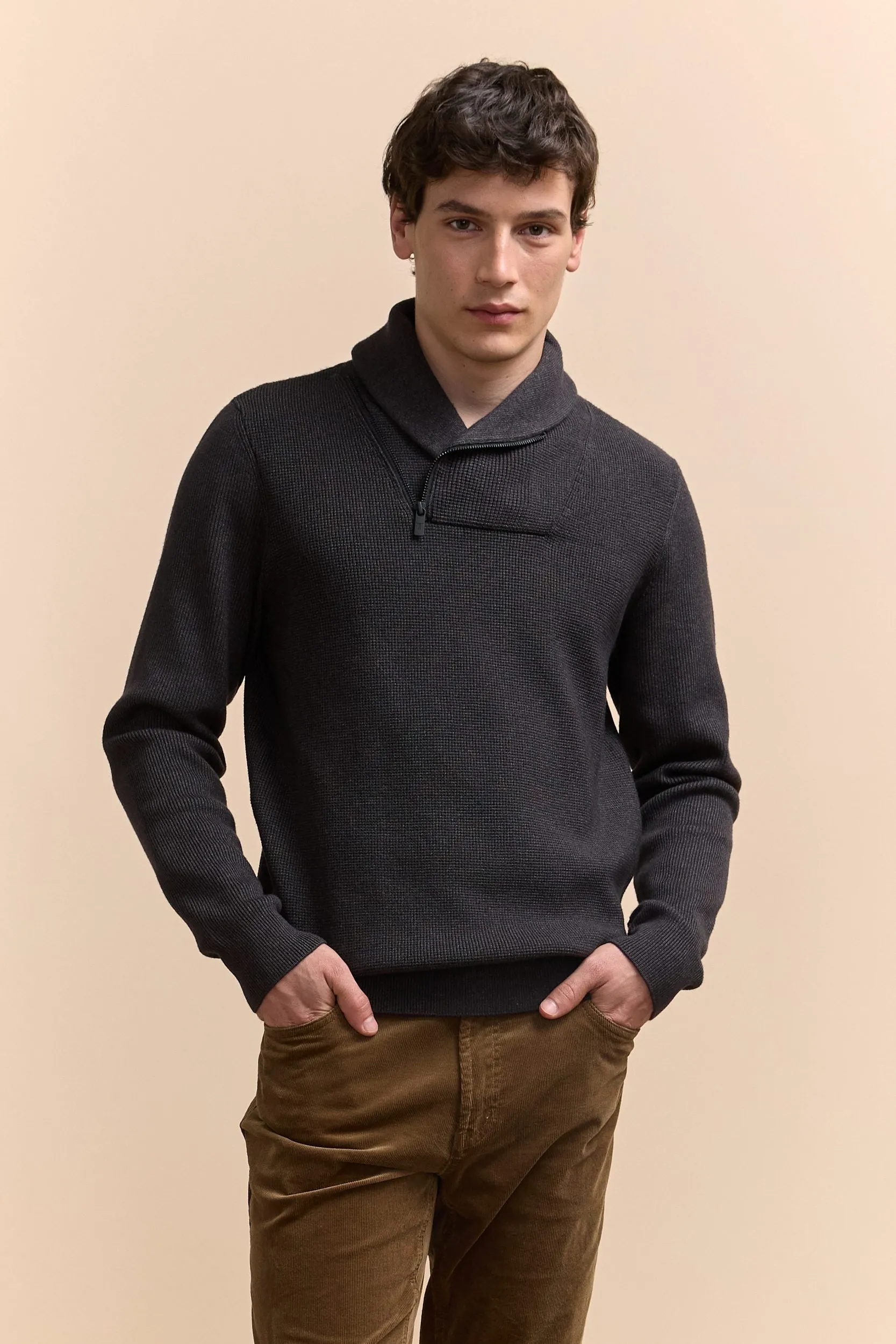 Textured shawl collar sweater sold by Tristan Style product image thumbnail 2