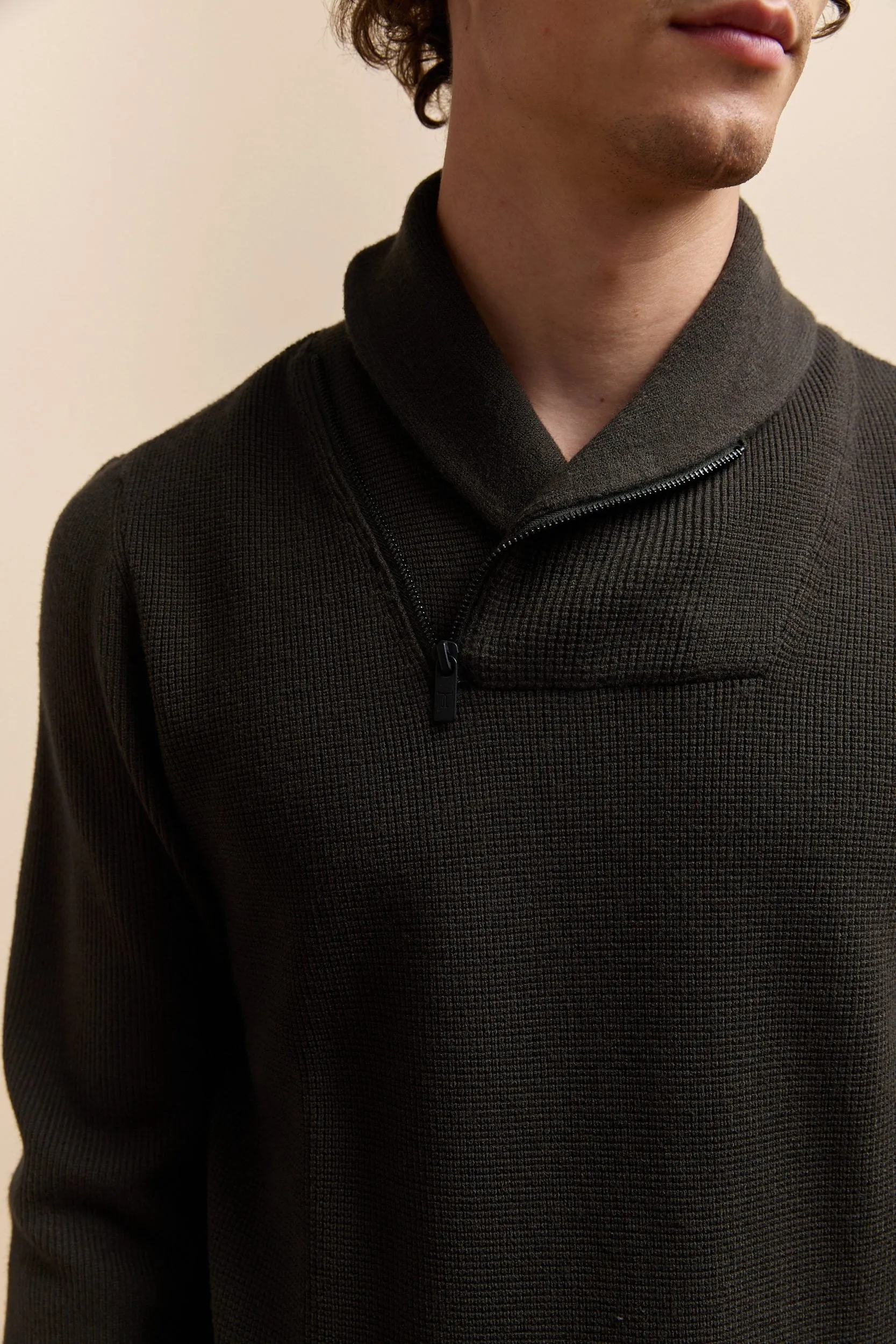 Textured shawl collar sweater sold by Tristan Style product image thumbnail 5