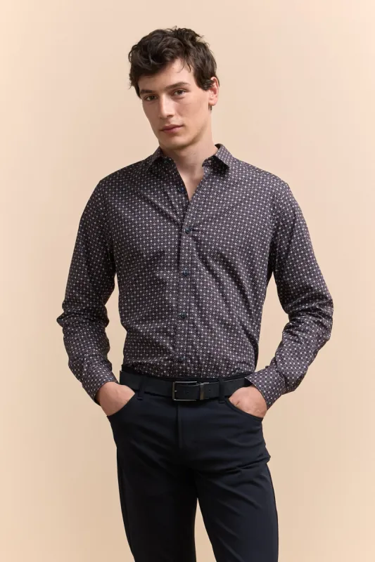 Printed poplin semi-fitted shirt sold by Tristan Style