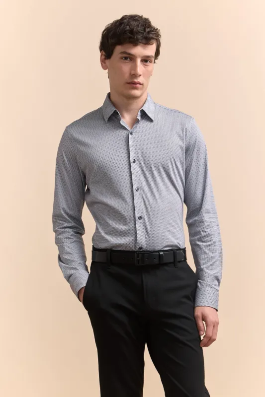 Extra-Fitted micro pattern printed shirt sold by Tristan Style