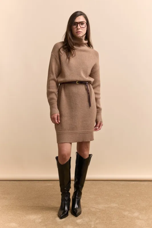 Rib knit dress with elbow patch sold by Tristan Style