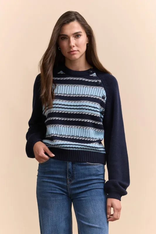 Multi texture stripes sweater sold by Tristan Style