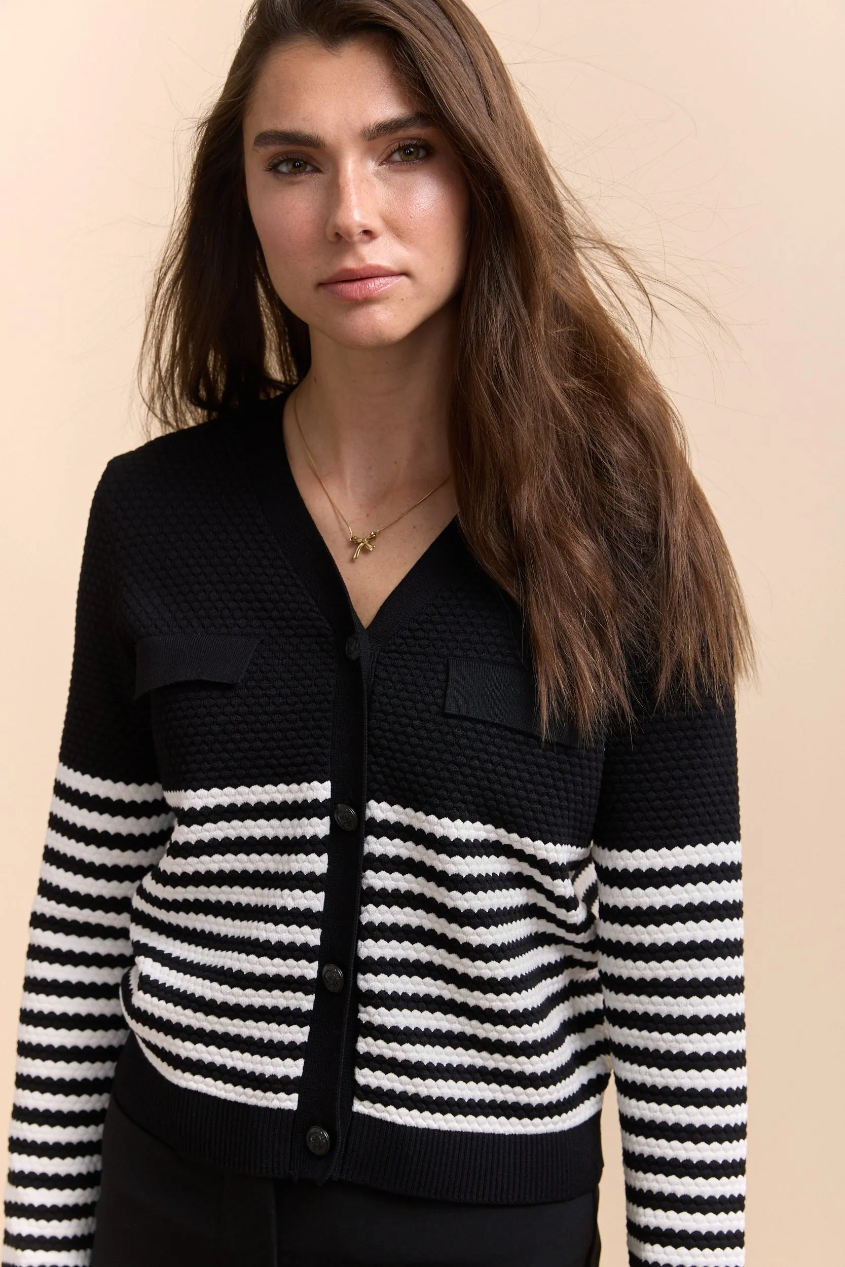 Textured cardigan with stripes sold by Tristan Style product image thumbnail 4
