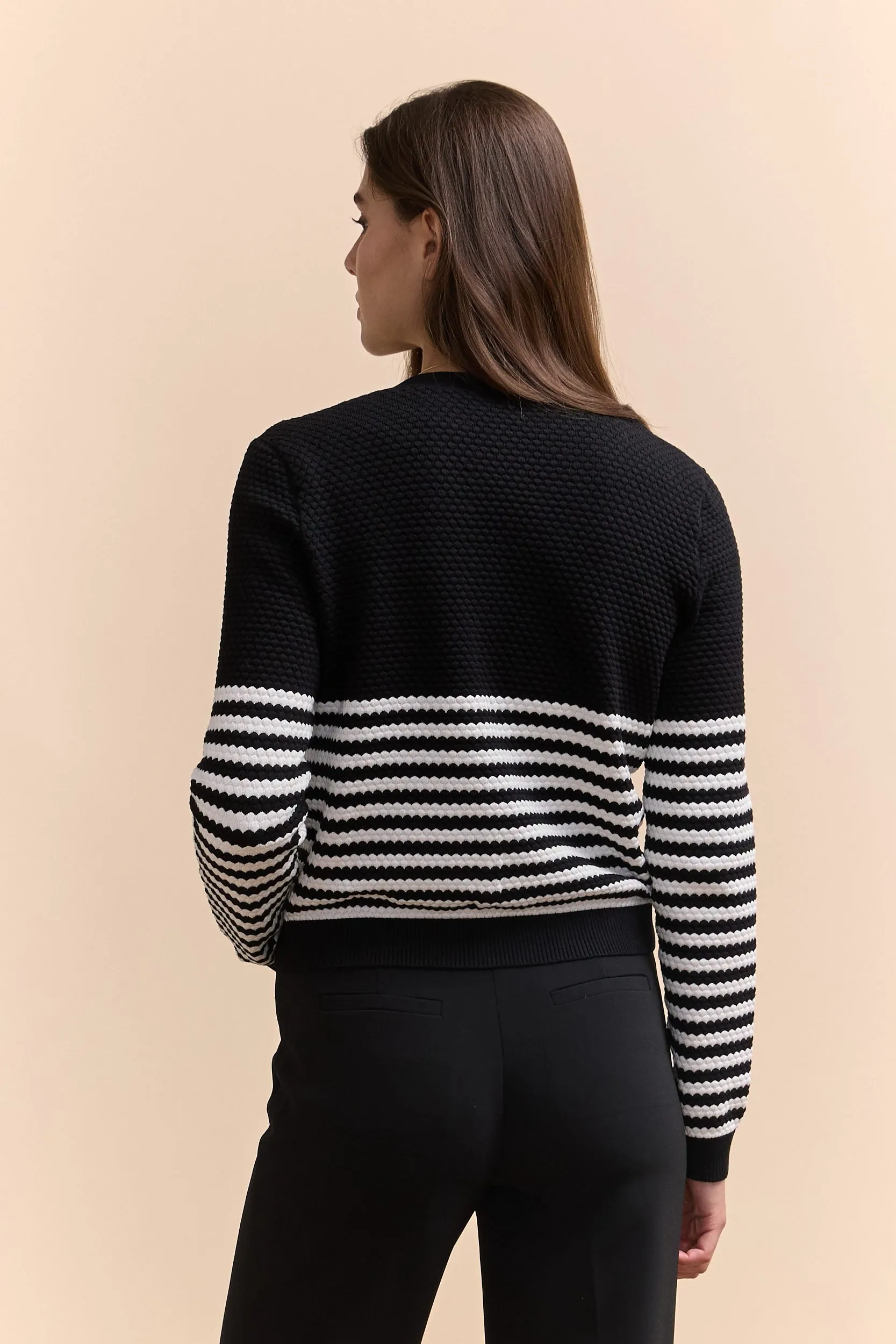 Textured cardigan with stripes sold by Tristan Style product image thumbnail 3