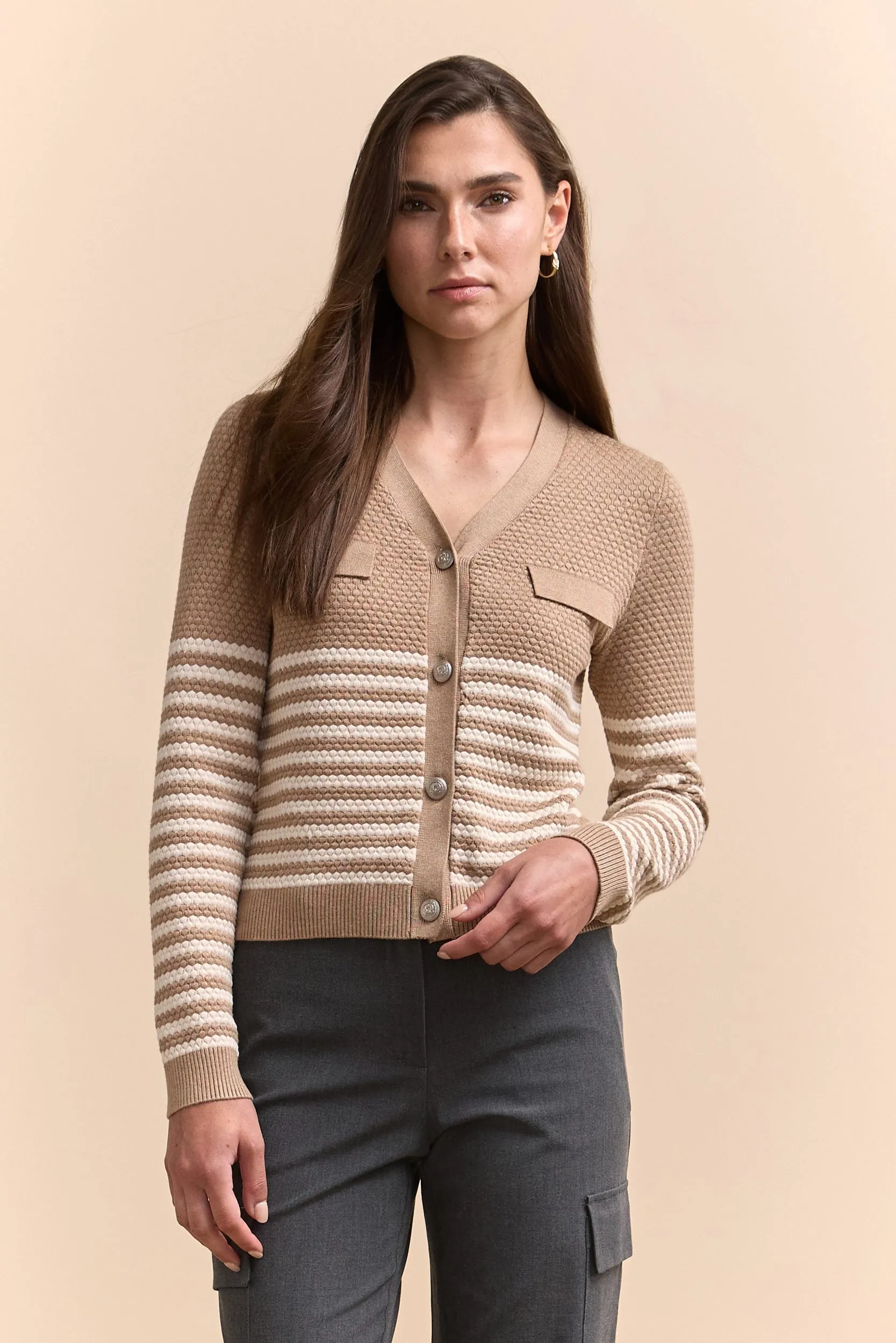 Textured cardigan with stripes sold by Tristan Style product image thumbnail 2