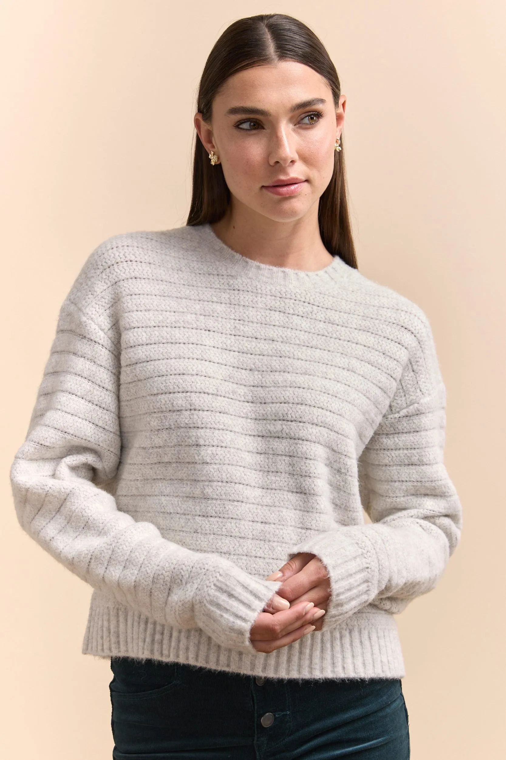 Crew neck pointelle sweater sold by Tristan Style product image thumbnail 4