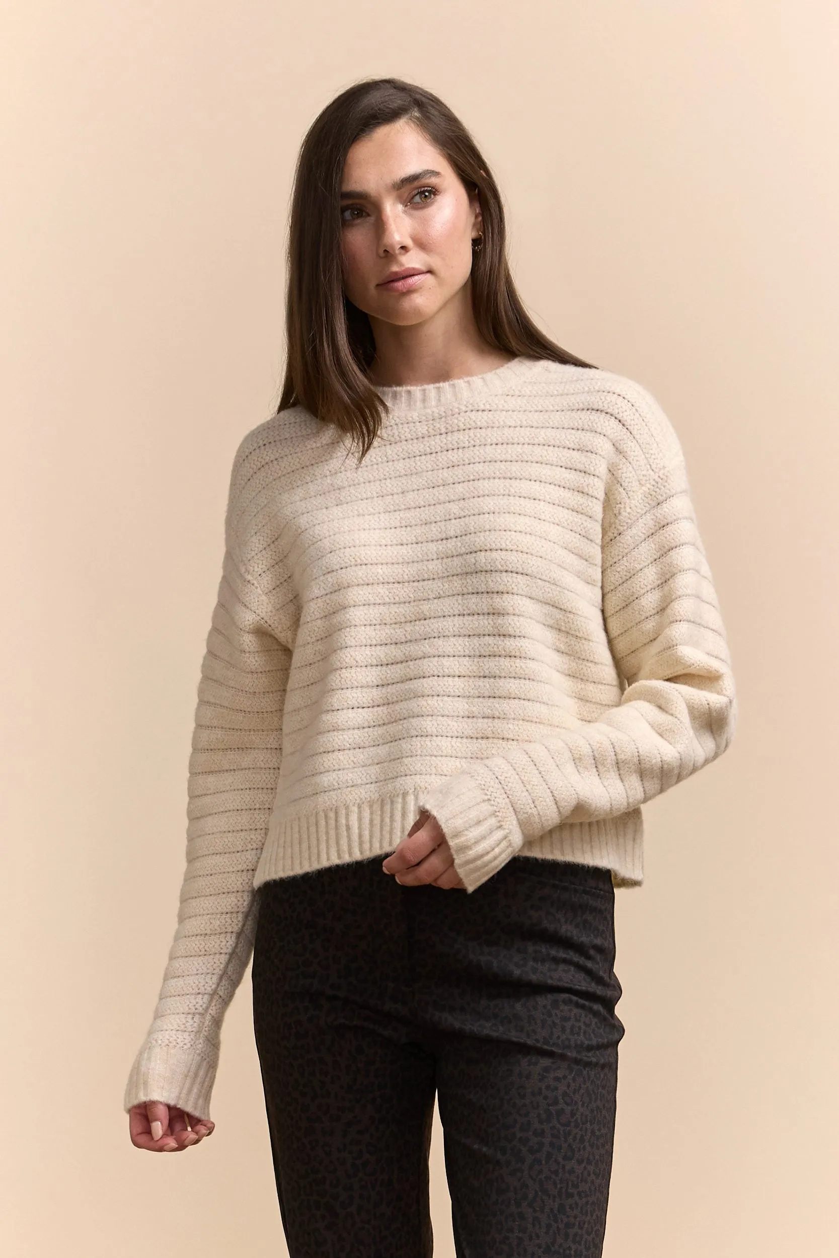 Crew neck pointelle sweater sold by Tristan Style product image thumbnail 2