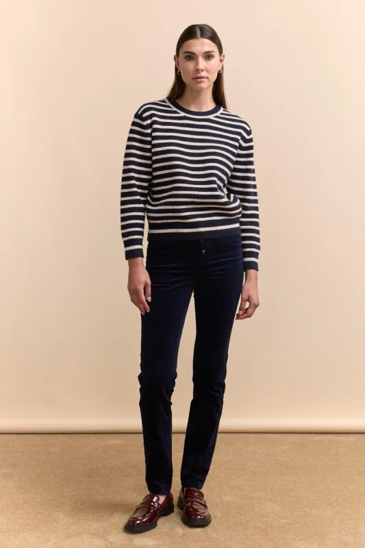 Striped crew neck sweater sold by Tristan Style