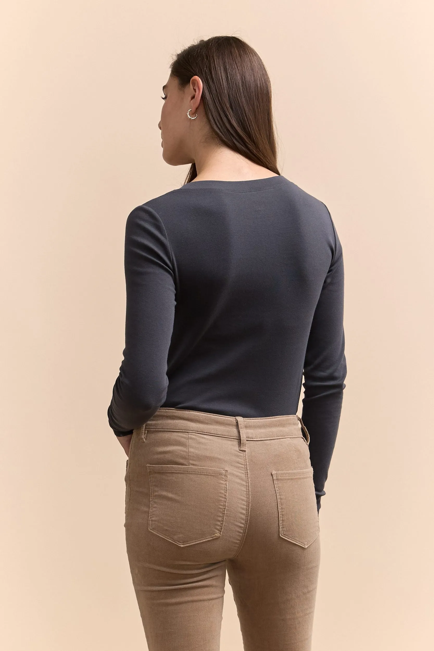 Rib top with button placket sold by Tristan Style product image thumbnail 5